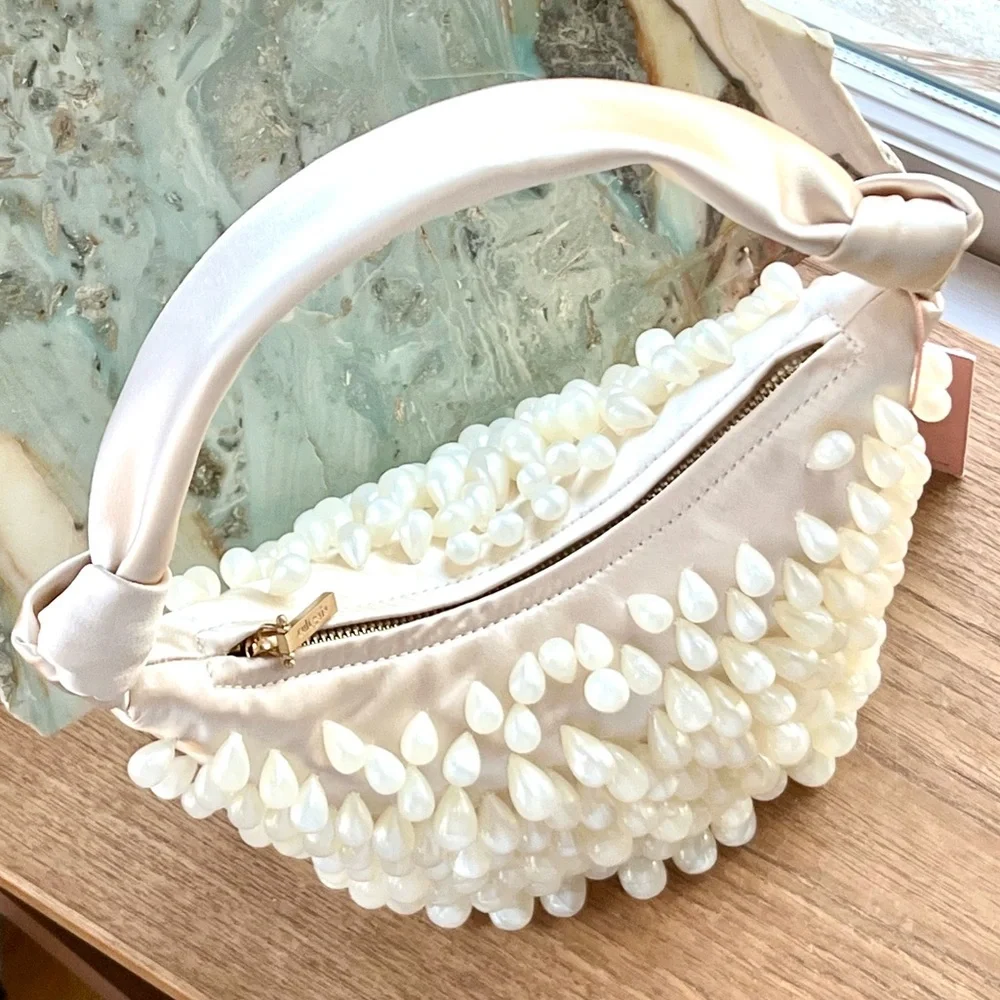 🌺🎉HP🌺 NWT Cult Gaia Gia Satin Shoulder Bag Ivory - Picture 9 of 16